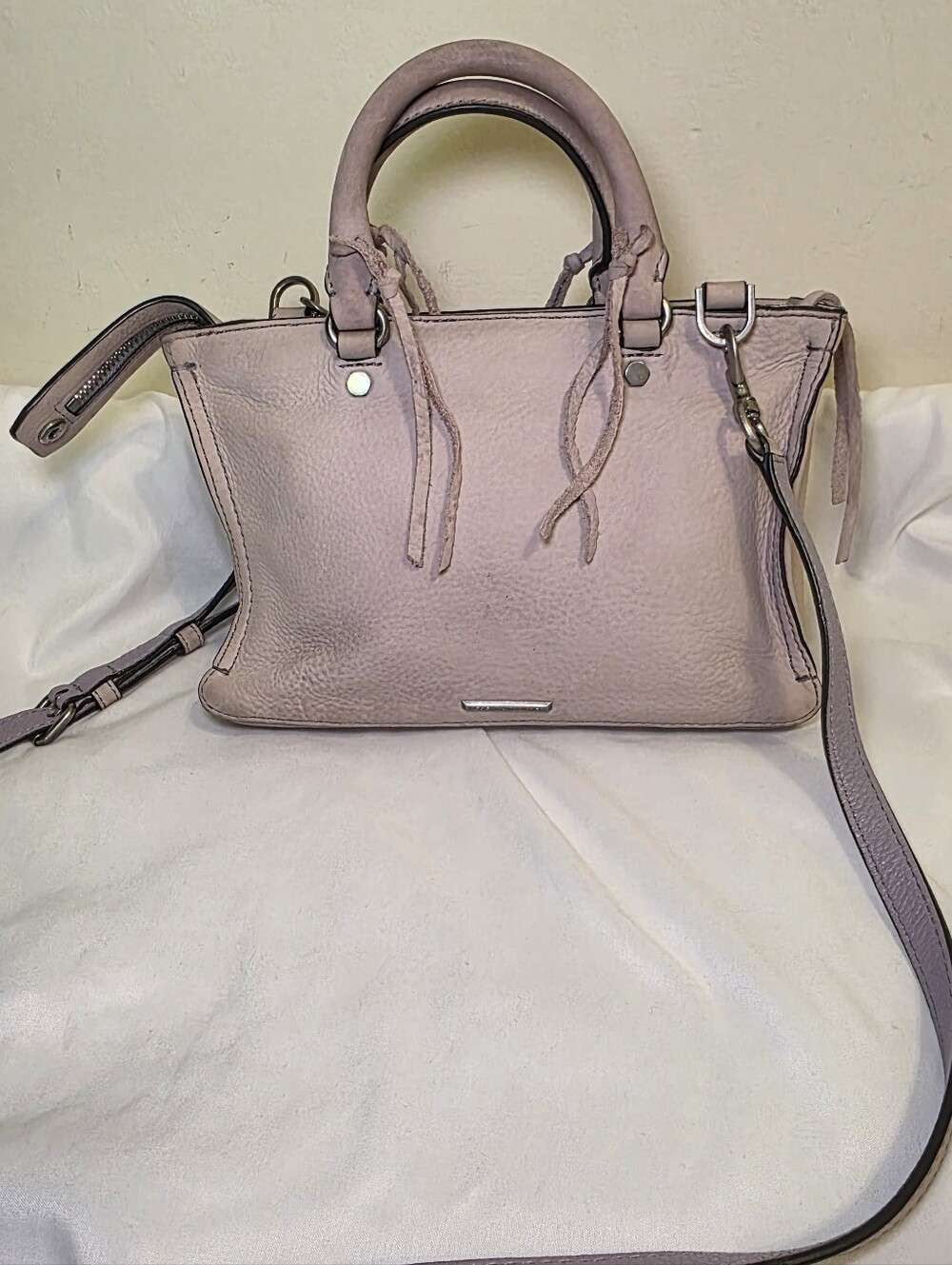 Rebecca Minkoff Cream Leather Satchel Handbag with Removable Strap -See DESCRIPT